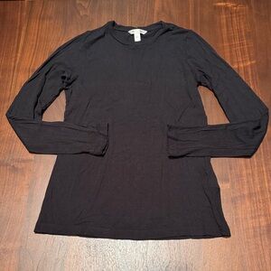 BANANA REPUBLIC WOOL BLEND CREW-NECK T-SHIRT Long Sleeves S Black #492476